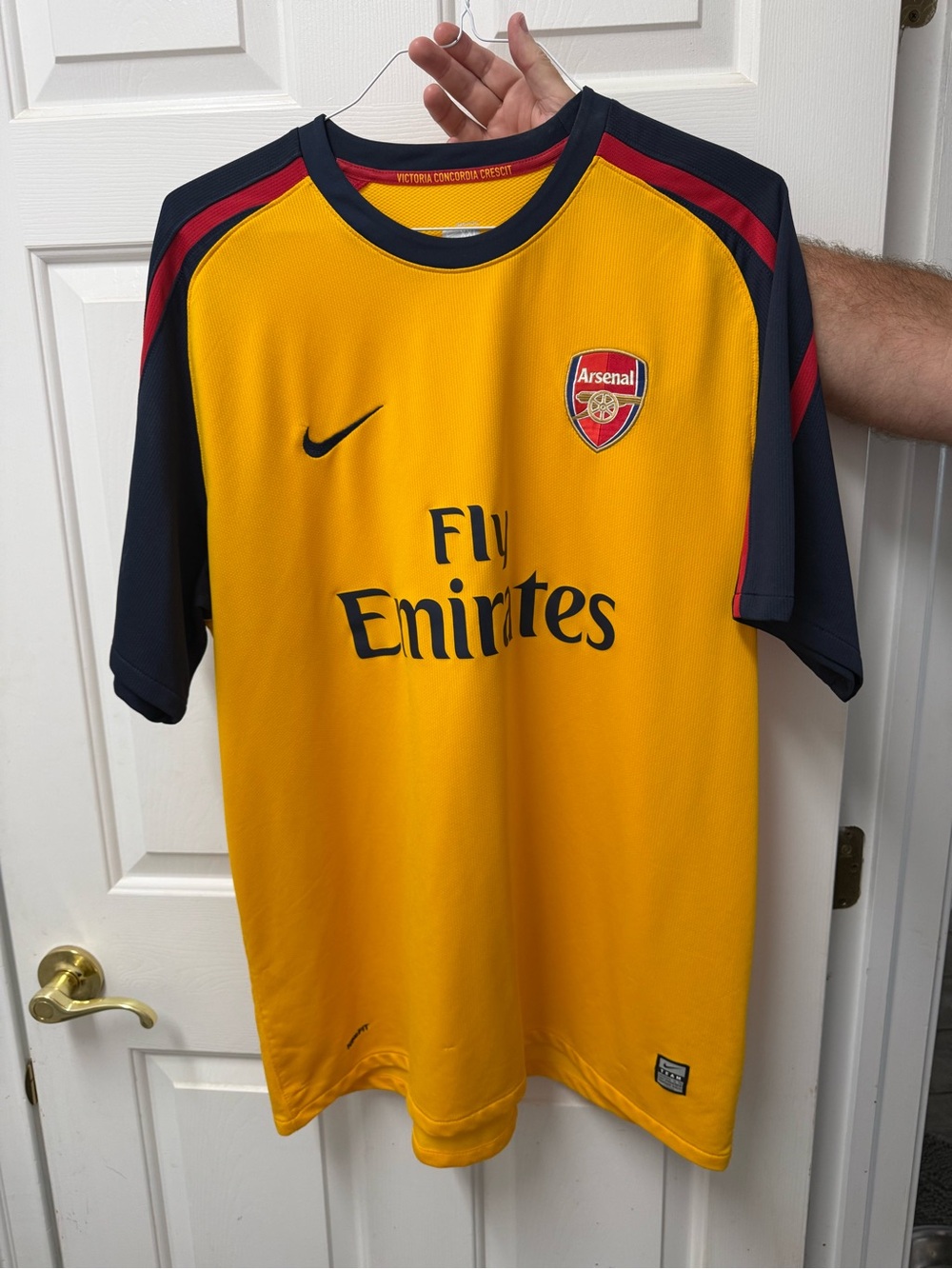 Nike Yellow and Navy Arsenal Away Soccer Jersey